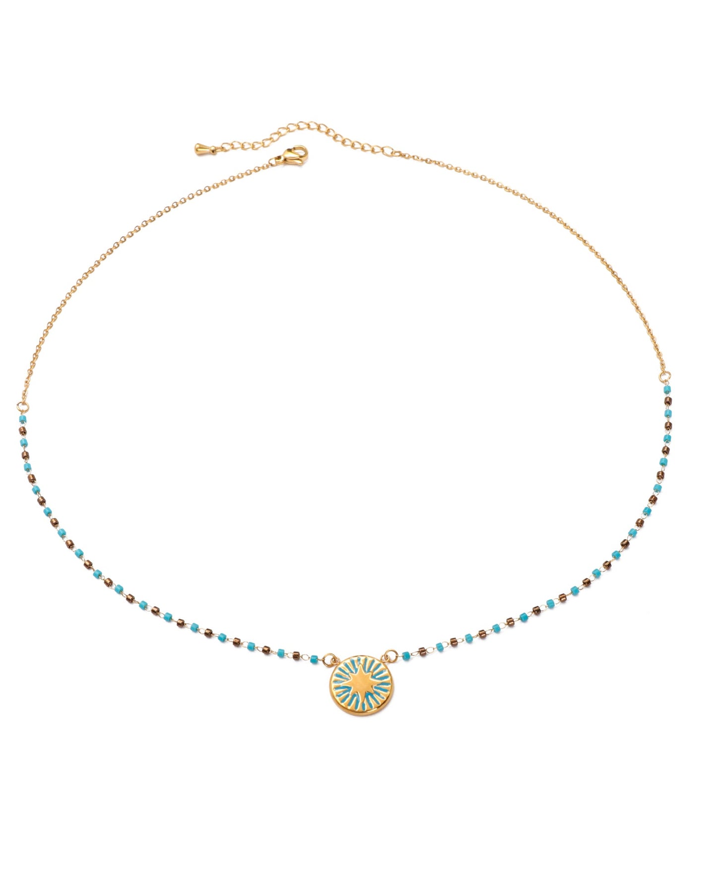 Heychic Calliope Gold Star Boho Bead Necklace (Blue)