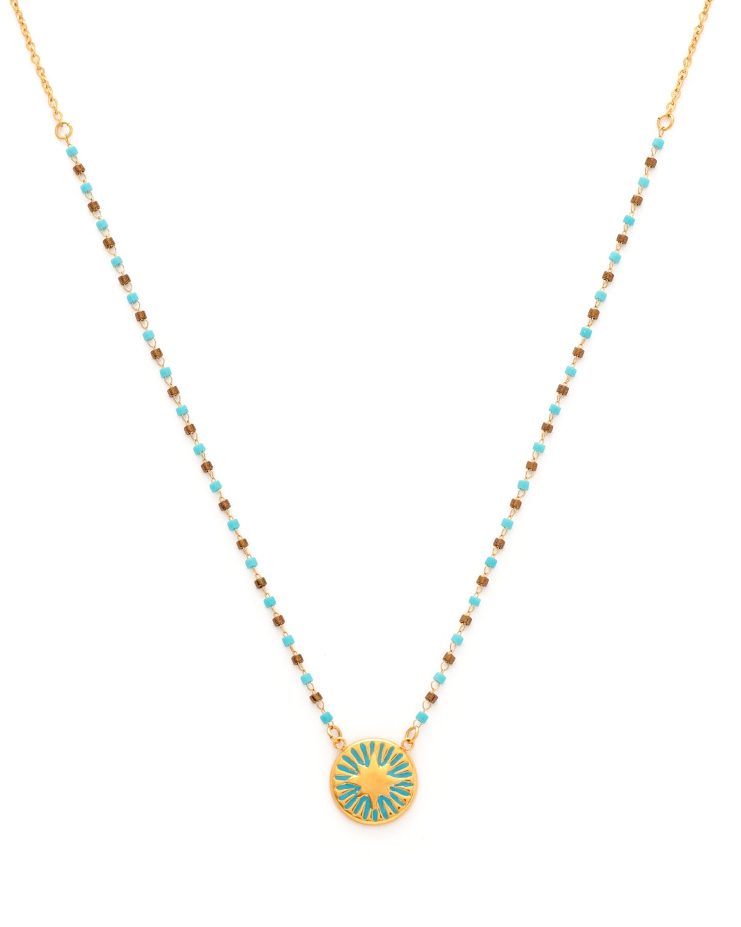Heychic Calliope Gold Star Boho Bead Necklace (Blue)