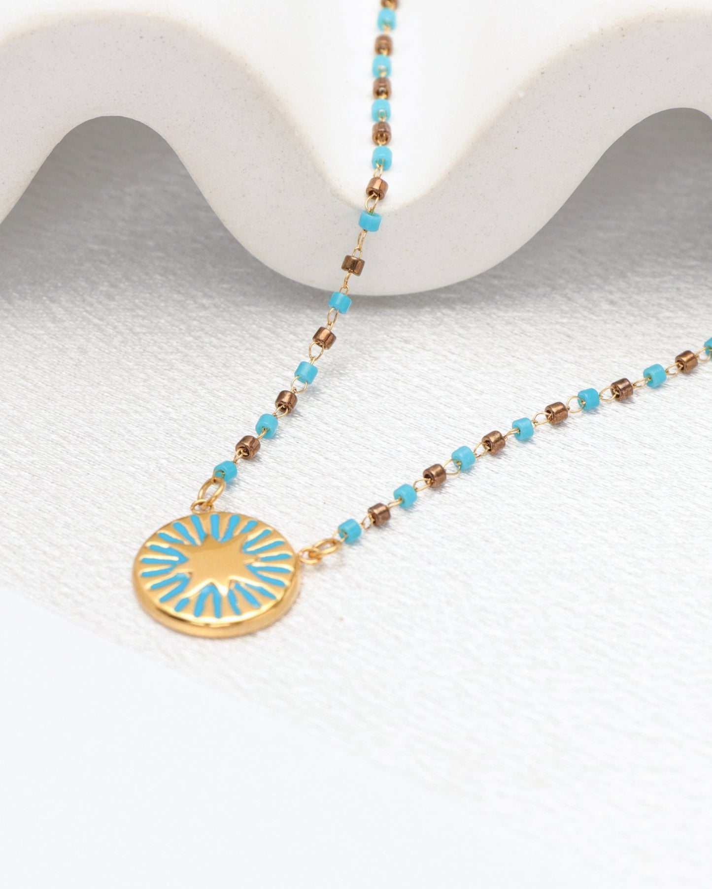 Heychic Calliope Gold Star Boho Bead Necklace (Blue)