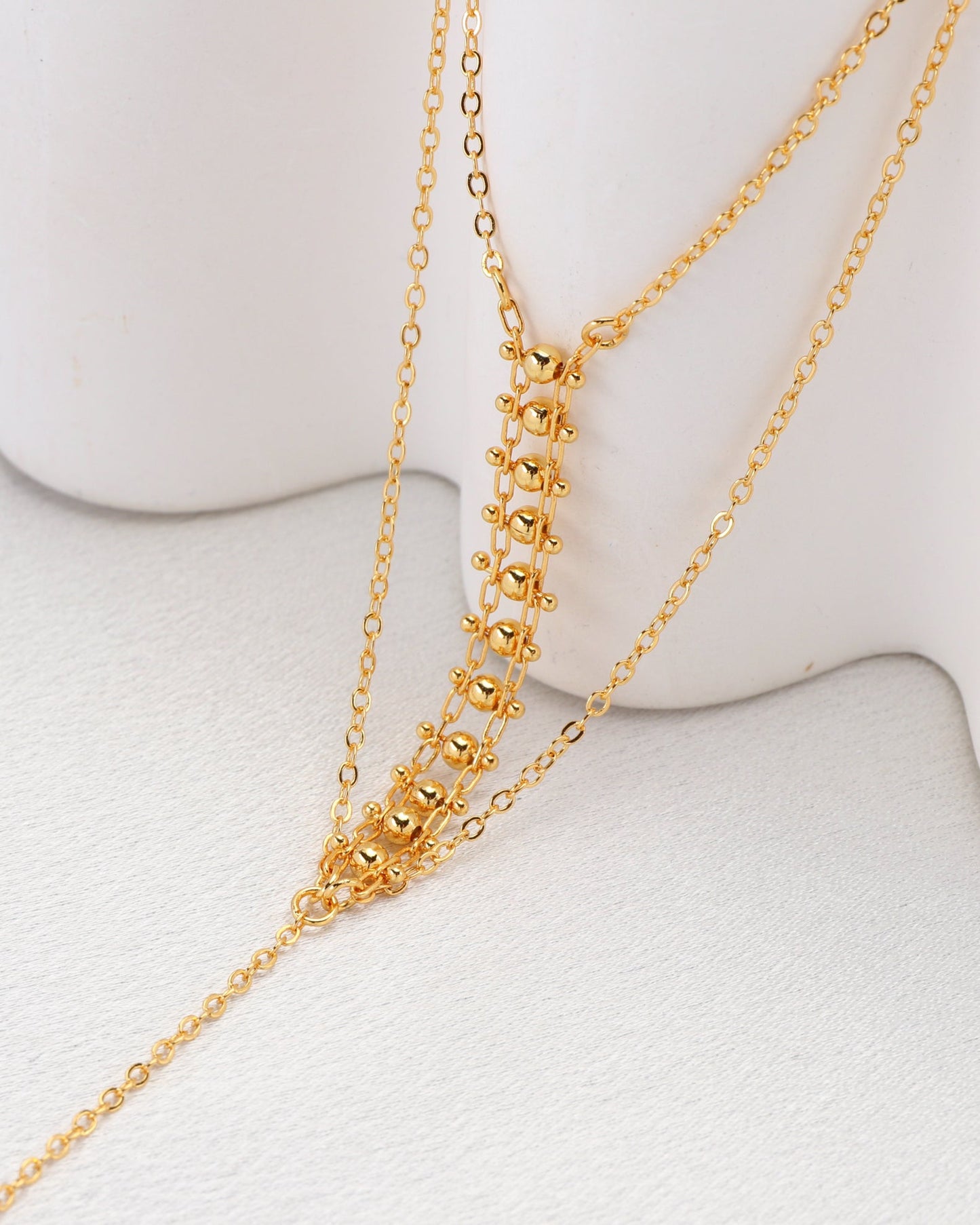 Heychic Linn Gold Long Layered Necklace (Red)