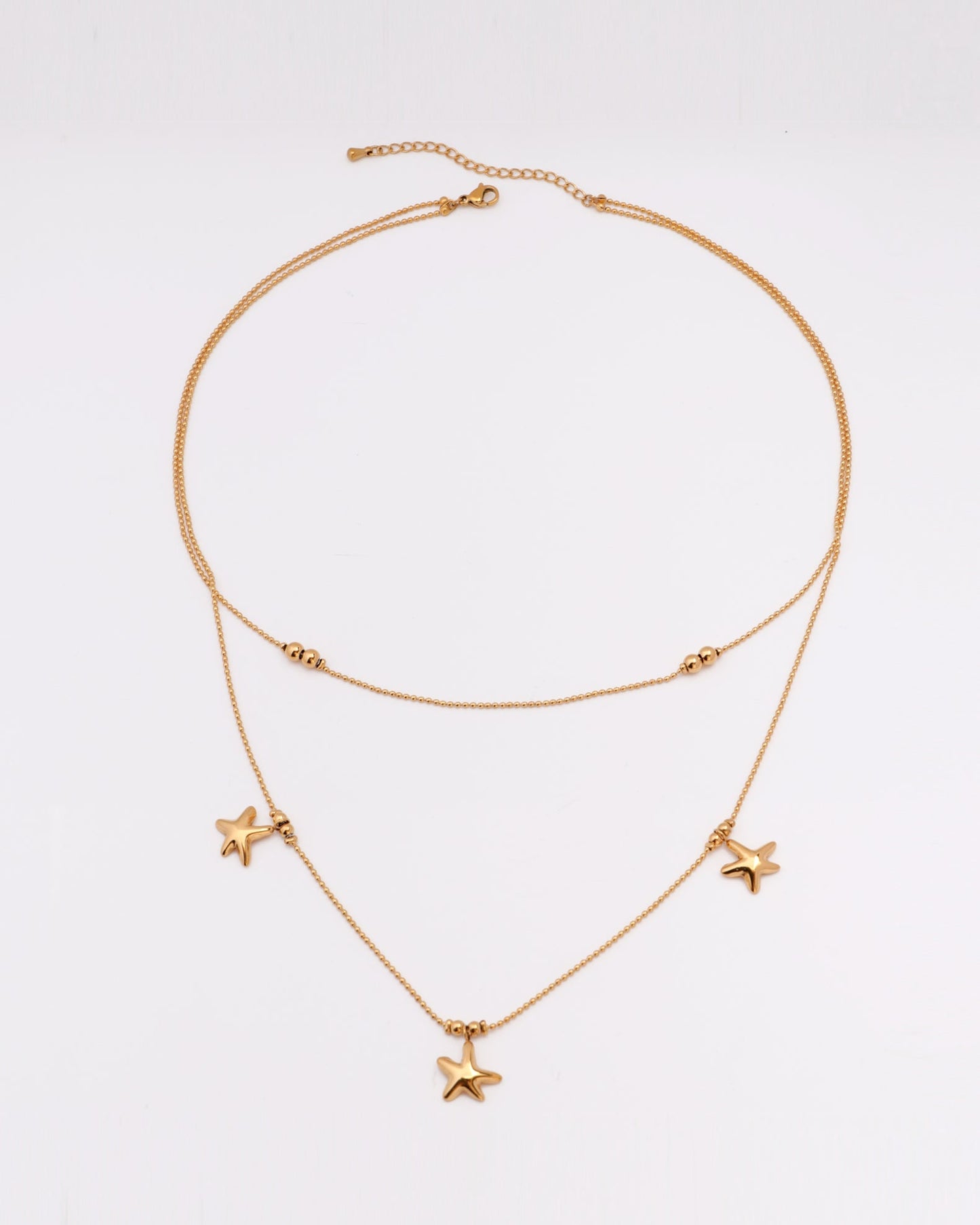 Heychic Starla Gold Starfish Layered Necklace (Red)