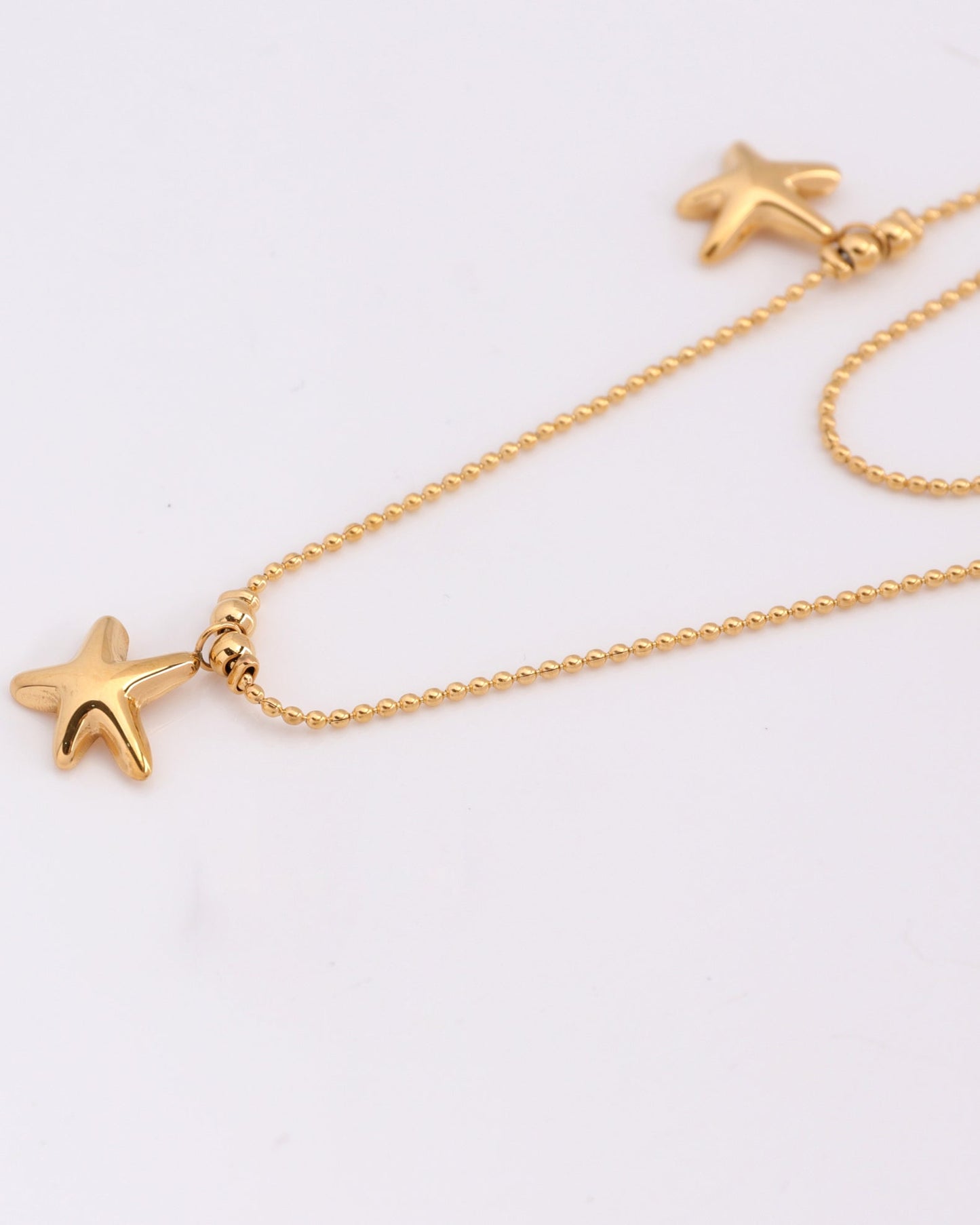 Heychic Starla Gold Starfish Layered Necklace (Red)