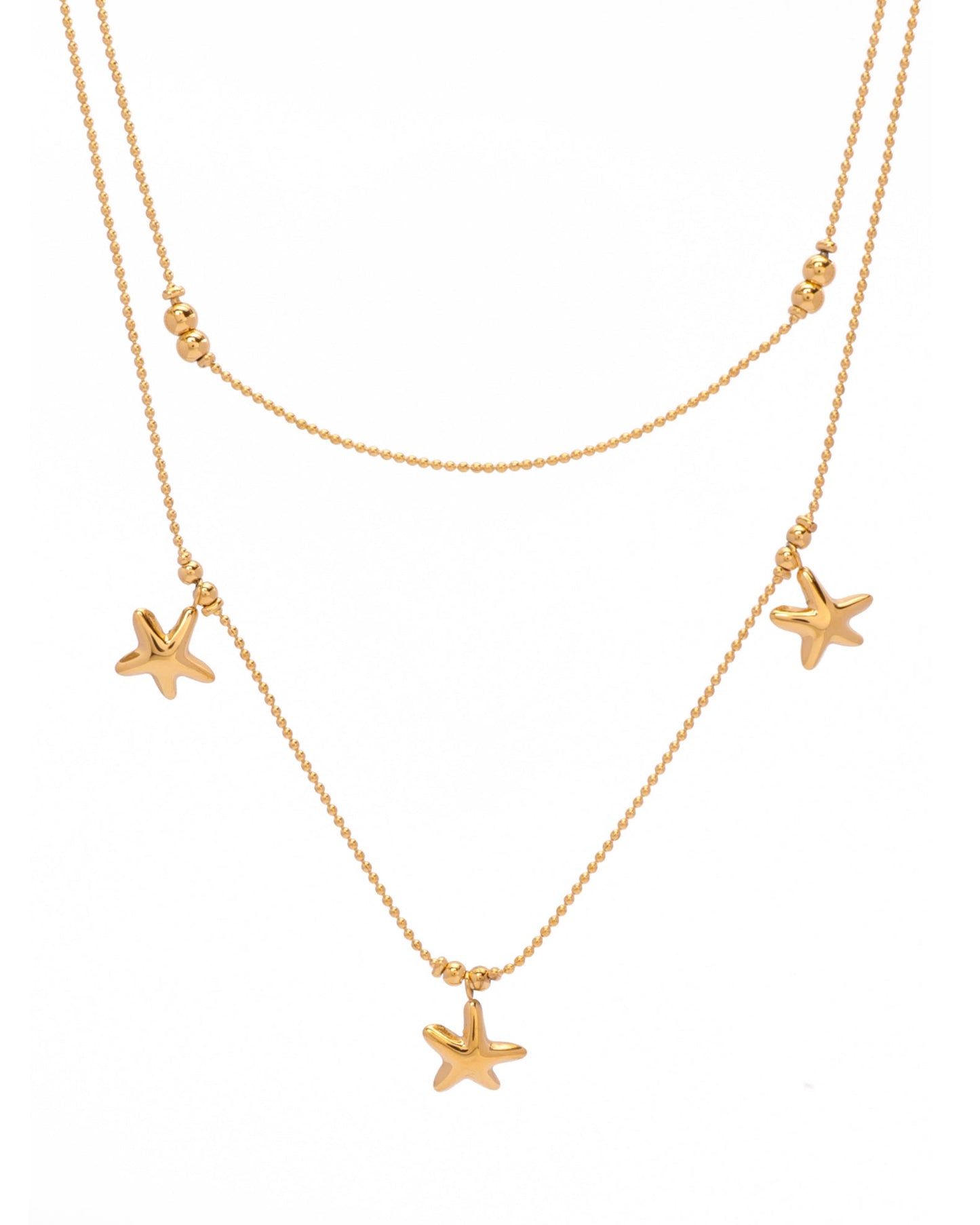 Heychic Starla Gold Starfish Layered Necklace (Red)