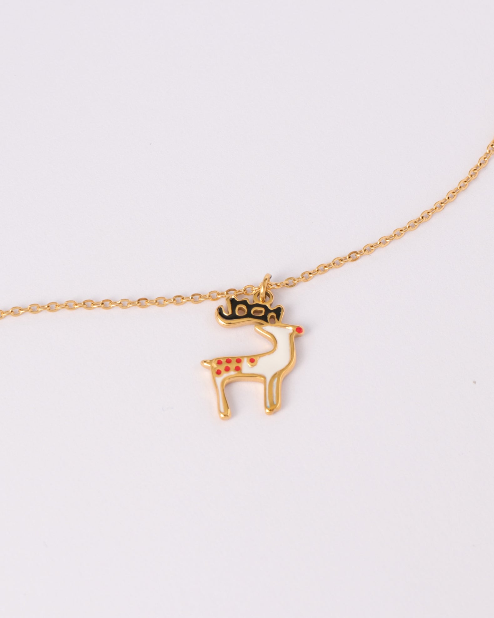 Image of Accessories. Product name - Snowy White Reindeer Pendant Necklace in White colour by brand - Heychic