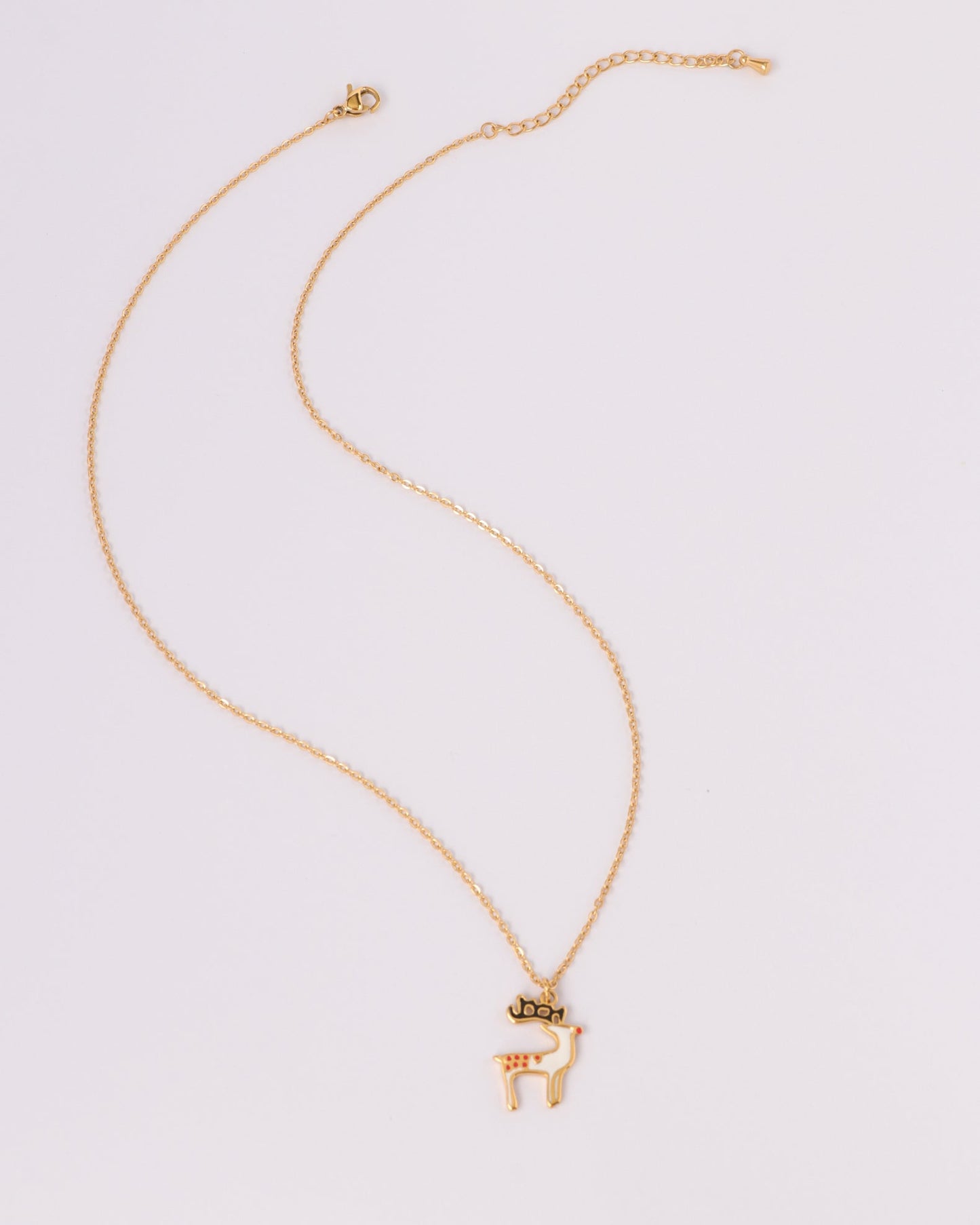 Heychic Snowy Reindeer Pendant Necklace (White)