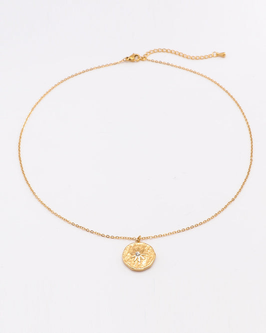 Image of Accessories. Productname: Celestia Gold Star Coin Zirconia Necklace in Gold colour by brand - Heychic