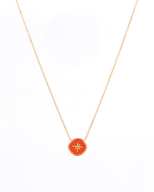 Image of Accessories. Productname: Heychic Vermilion Red Gold Star Necklace in Red colour by brand - Heychic