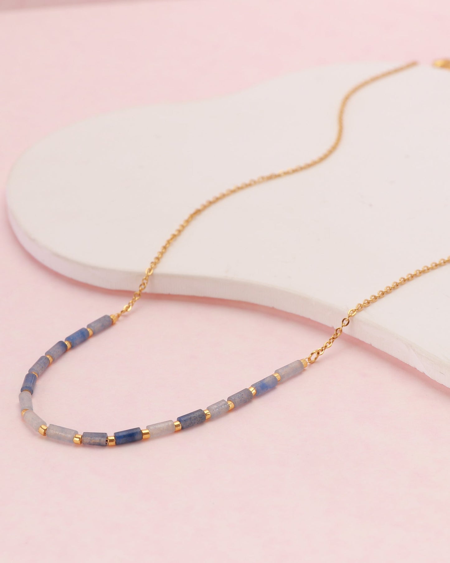 Image of Accessories. Product name - Aurora Blue Aventurine Bead Necklace in Blue colour by brand - Heychic