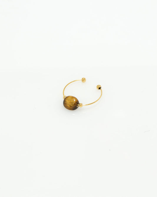 Image of Accessories. Productname: Tiger Eye Stone Gold Ring in Gold colour by brand - Heychic