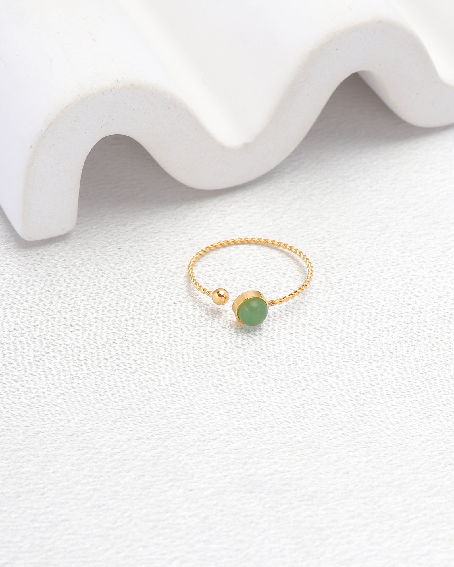 Image of Accessories. Product name - Ivy Green Aventurine Gold Ring in Green colour by brand - Heychic