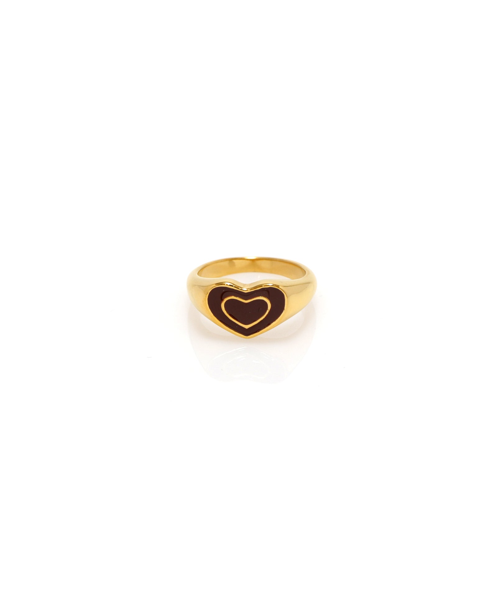 Image of Accessories. Productname: Brown Heart Gold Ring in Brown colour by brand - Heychic