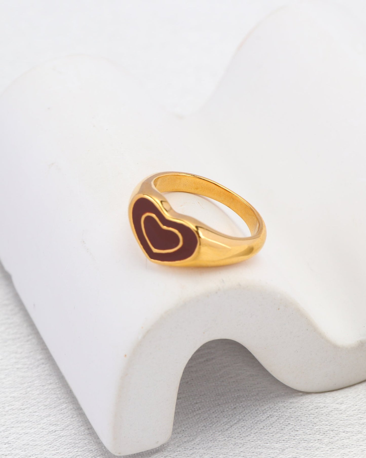 Heychic Heart Gold Ring (Brown)