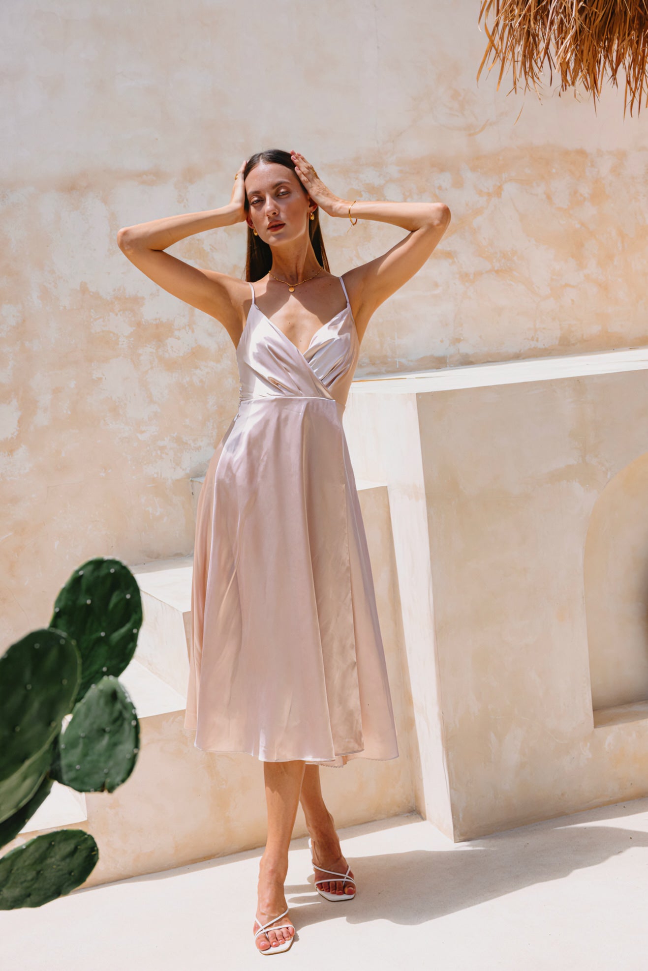 Heychic Eleanor Satin Midi Dress (Champagne)