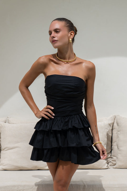 Image of Dresses. Productname: Heychic Cadence Ruffle Mini Dress in Black colour by brand - Heychic