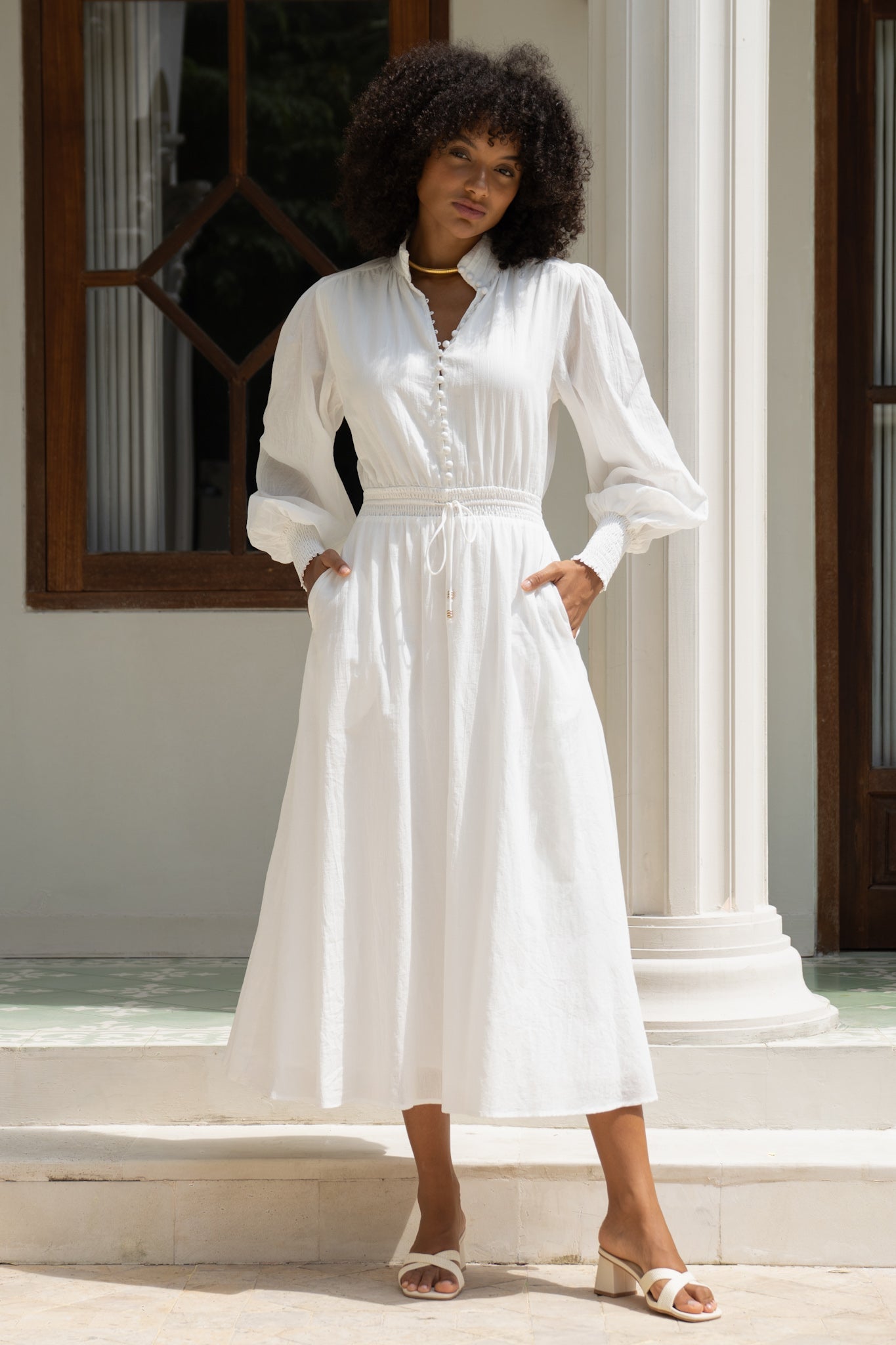 Heychic Avrielle Long Sleeve Maxi Dress (White)