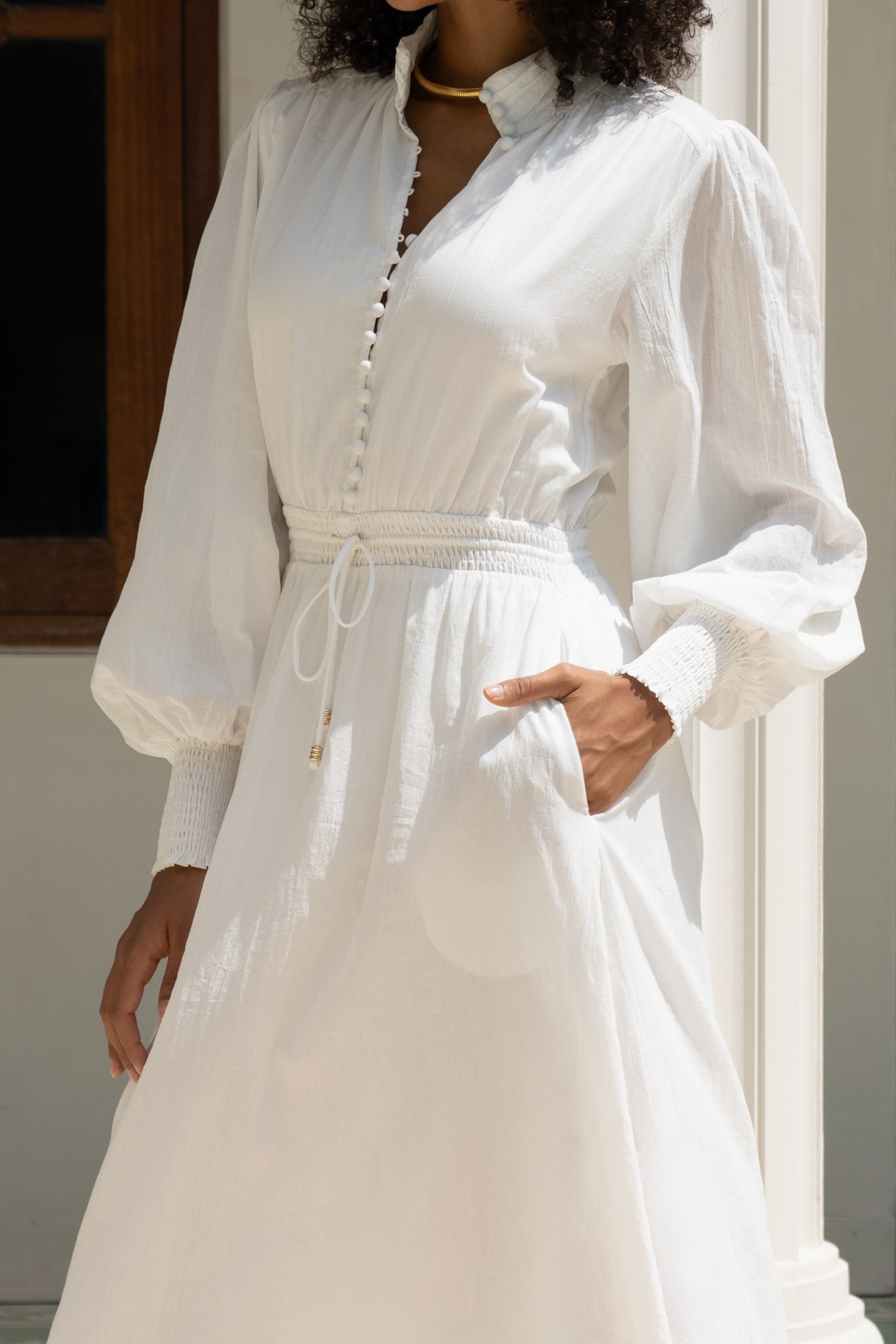 Heychic Avrielle Long Sleeve Maxi Dress (White)