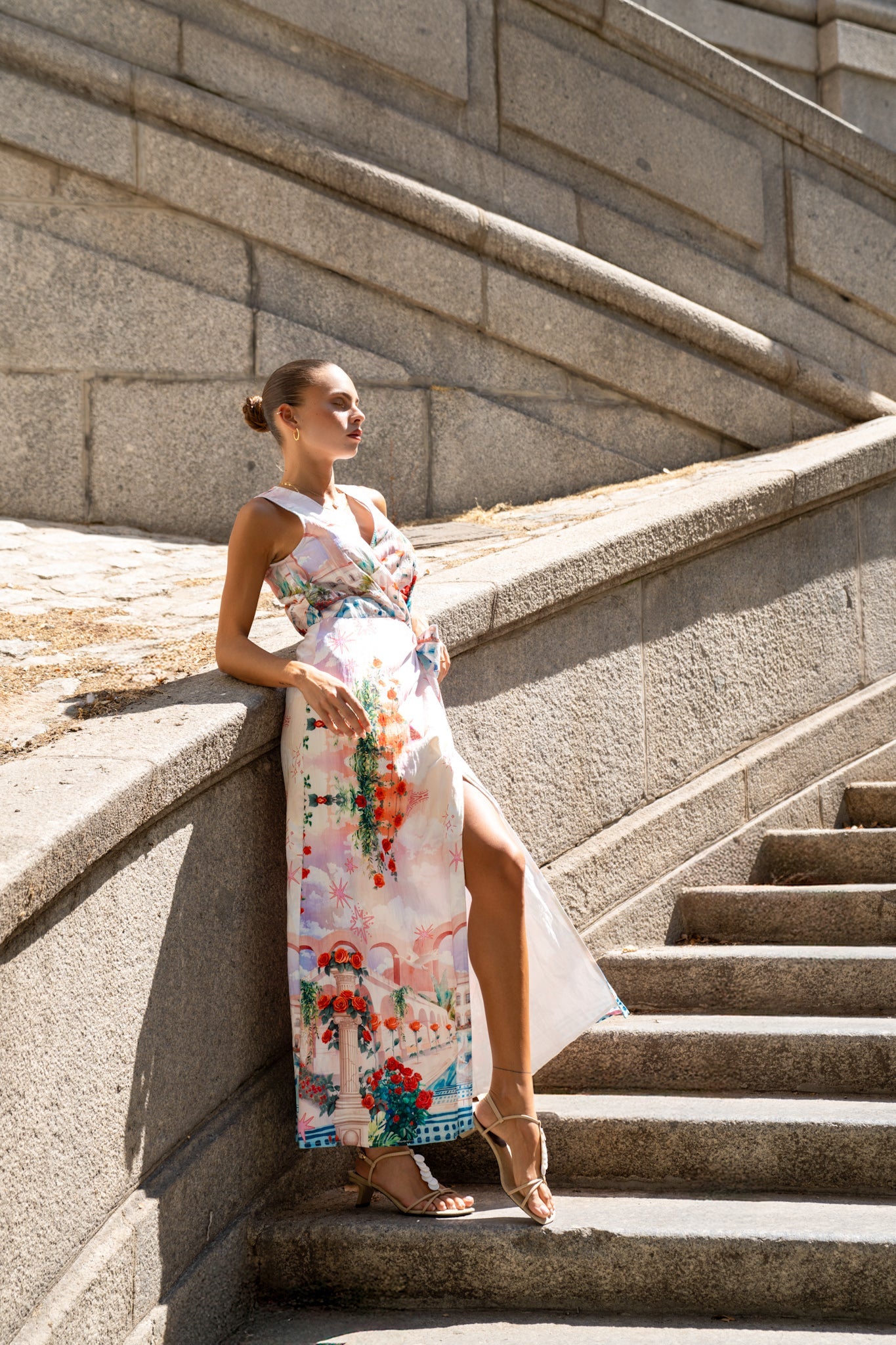HEYCHIC Lelia Multicolour Abstract Sleeveless Wrap Maxi Dress (Multi)