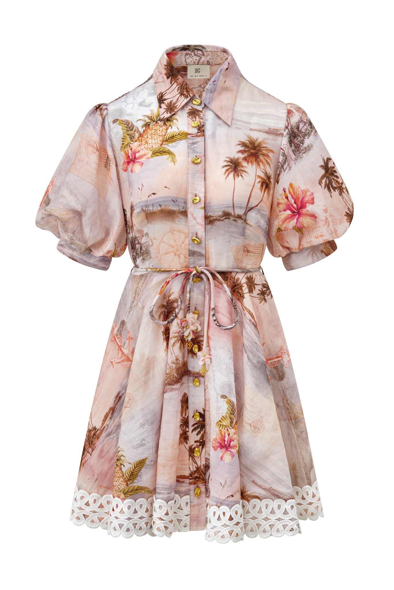 Image of Dresses. Product name - Horizon Pink Tropical Mini Dress in Pink colour by brand - HEYCHIC