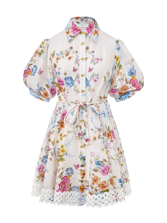 Image of Dresses. Product name - Evanthe Blue Floral Mini Dress in Blue colour by brand - HEYCHIC