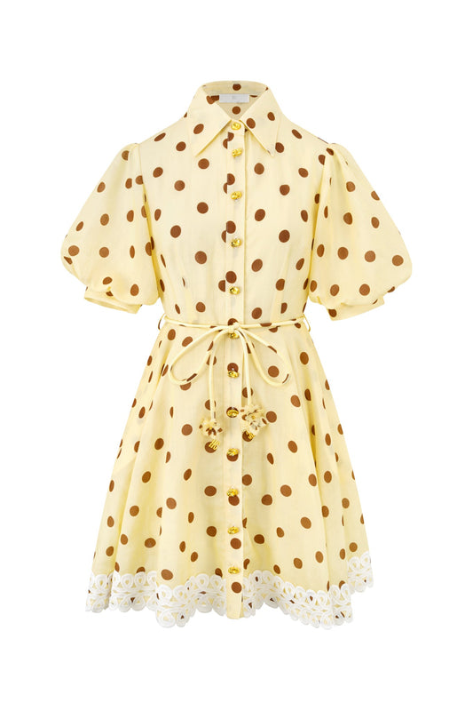 Image of Dresses. Product name - Mielina Polka Dot Mini Dress in Dress colour by brand - HEYCHIC