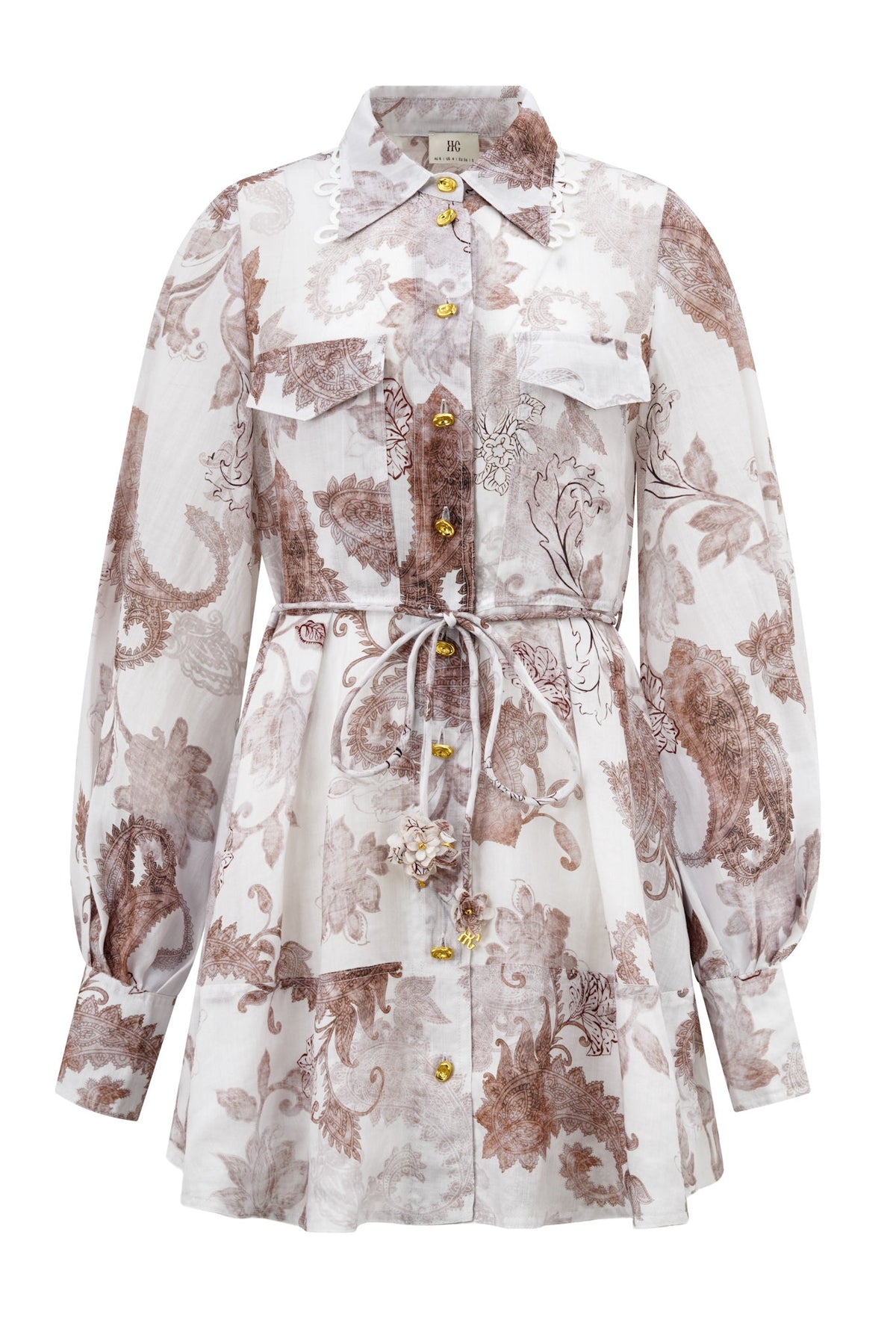 HEYCHIC Earth Paisley Mini Dress (Brown)