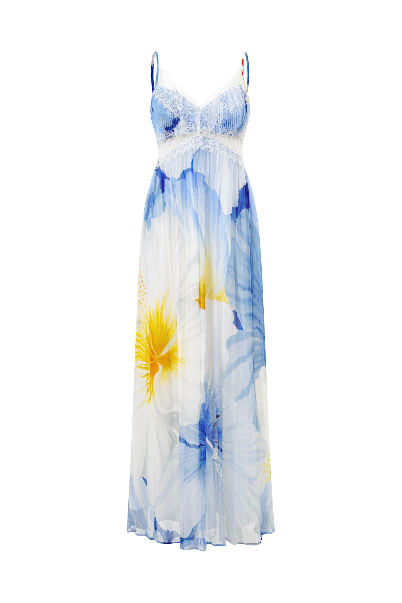 Image of Dresses. Product name - Hibiscus Blue Floral Maxi Dress in Blue colour by brand - HEYCHIC