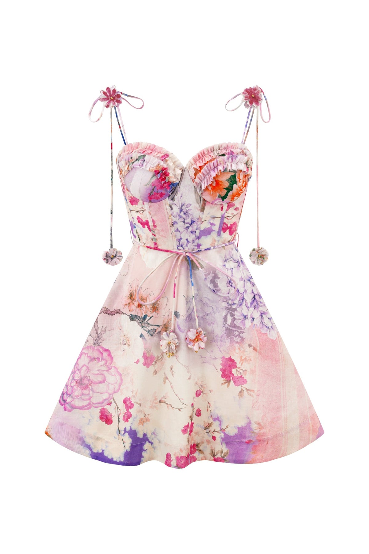HEYCHIC Elani Floral Tie Mini Dress (Pink)