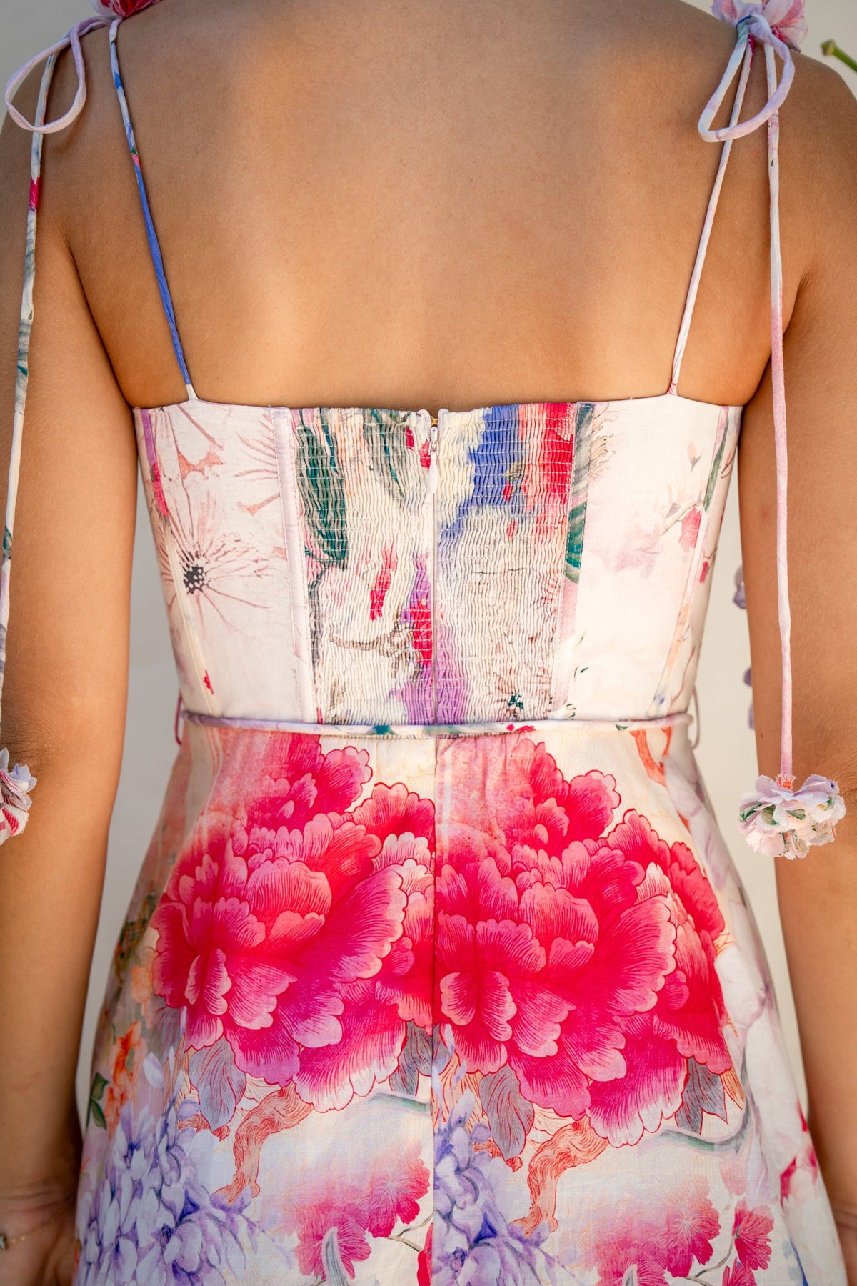 HEYCHIC Elani Floral Tie Mini Dress (Pink)