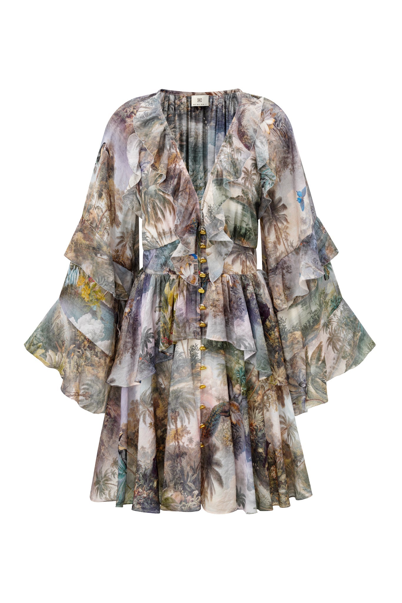 Image of Dresses. Product name - Paradise Green Tropical Ruffle Mini Dress in Green colour by brand - HEYCHIC