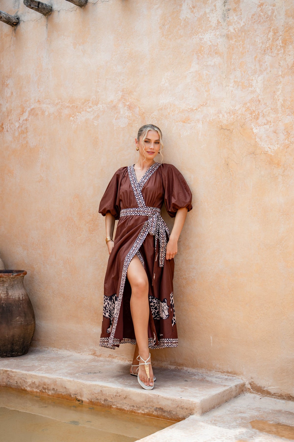 HEYCHIC Desert Leopard Wrap Maxi (Dress)