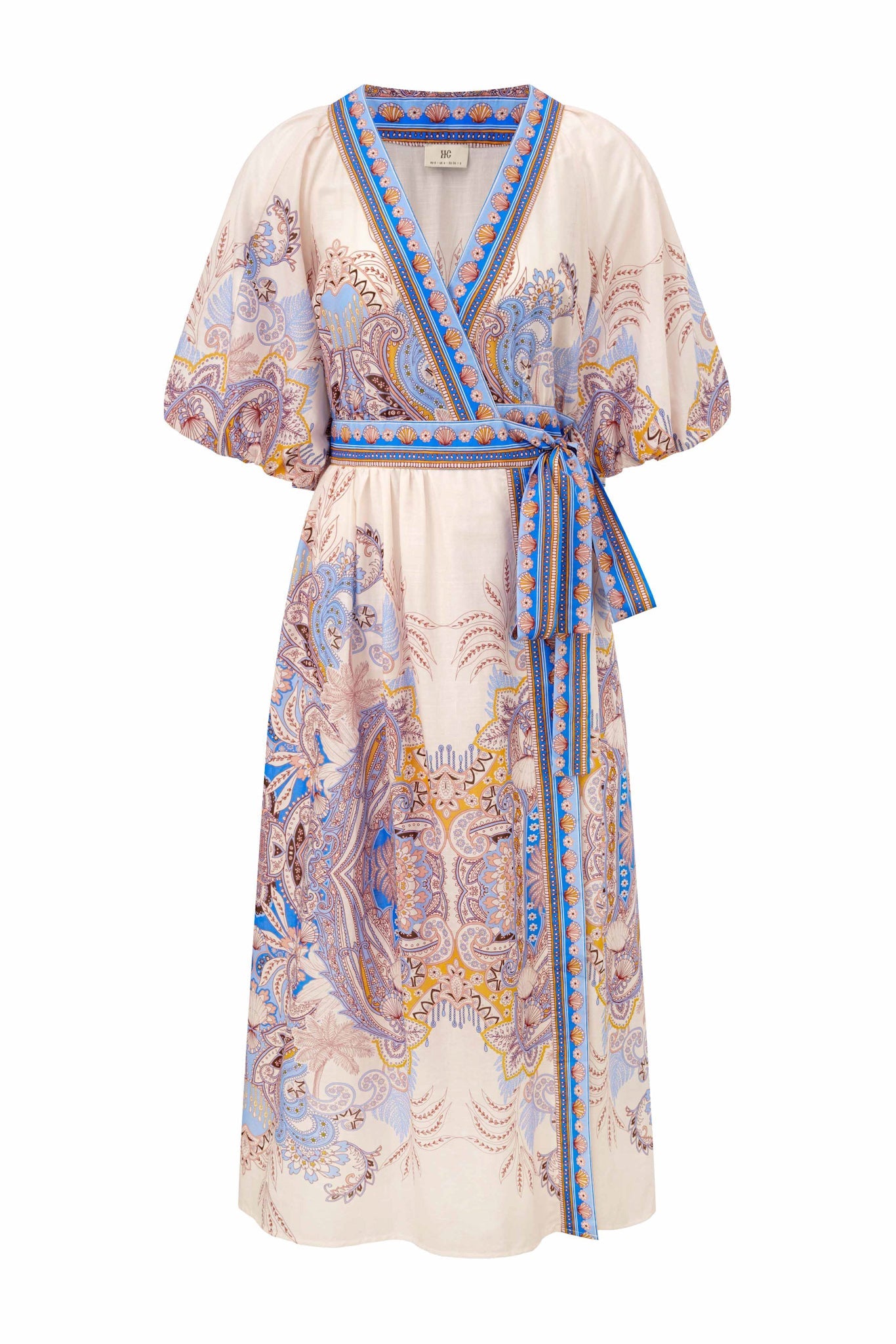 HEYCHIC Bondi Boho Wrap Maxi Dress (Blue)
