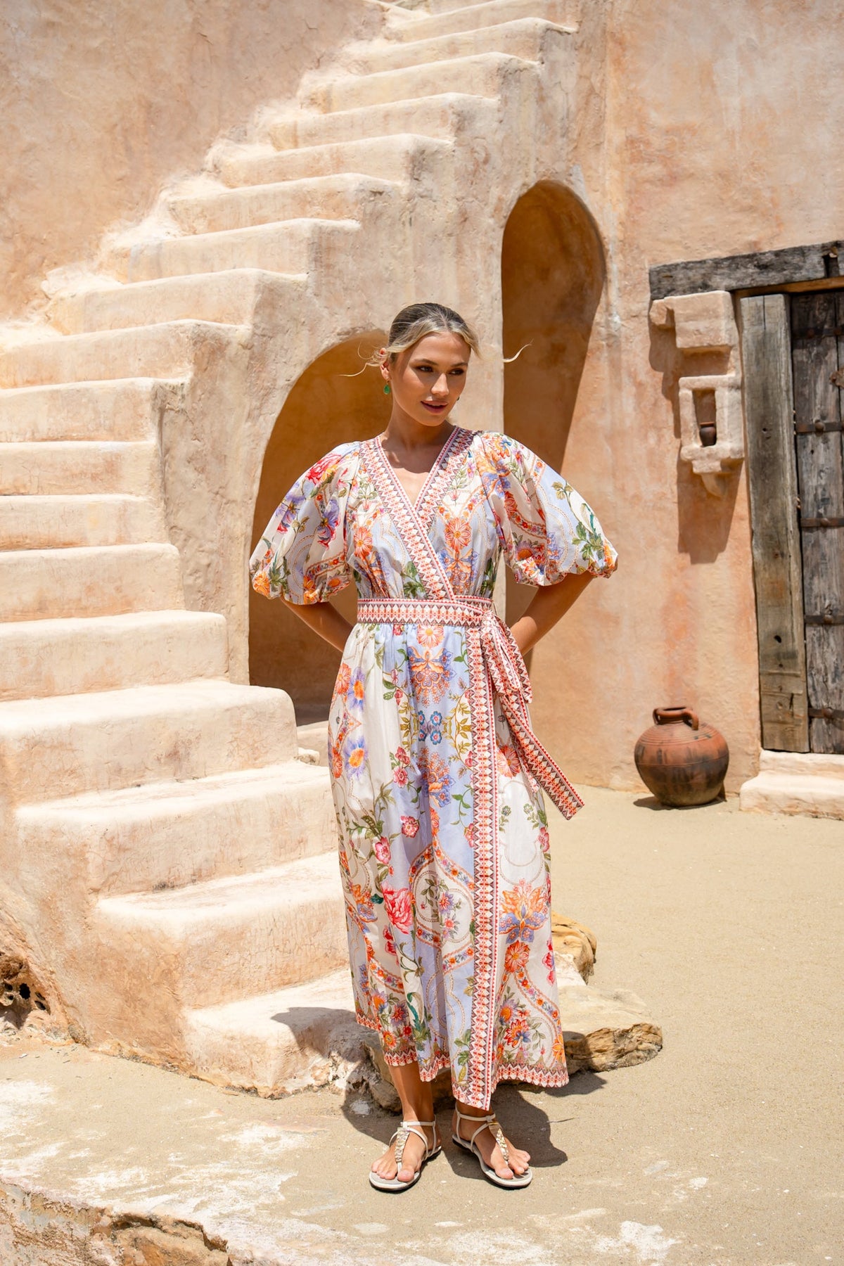 HEYCHIC Tea Party Wrap Maxi Dress (Floral)