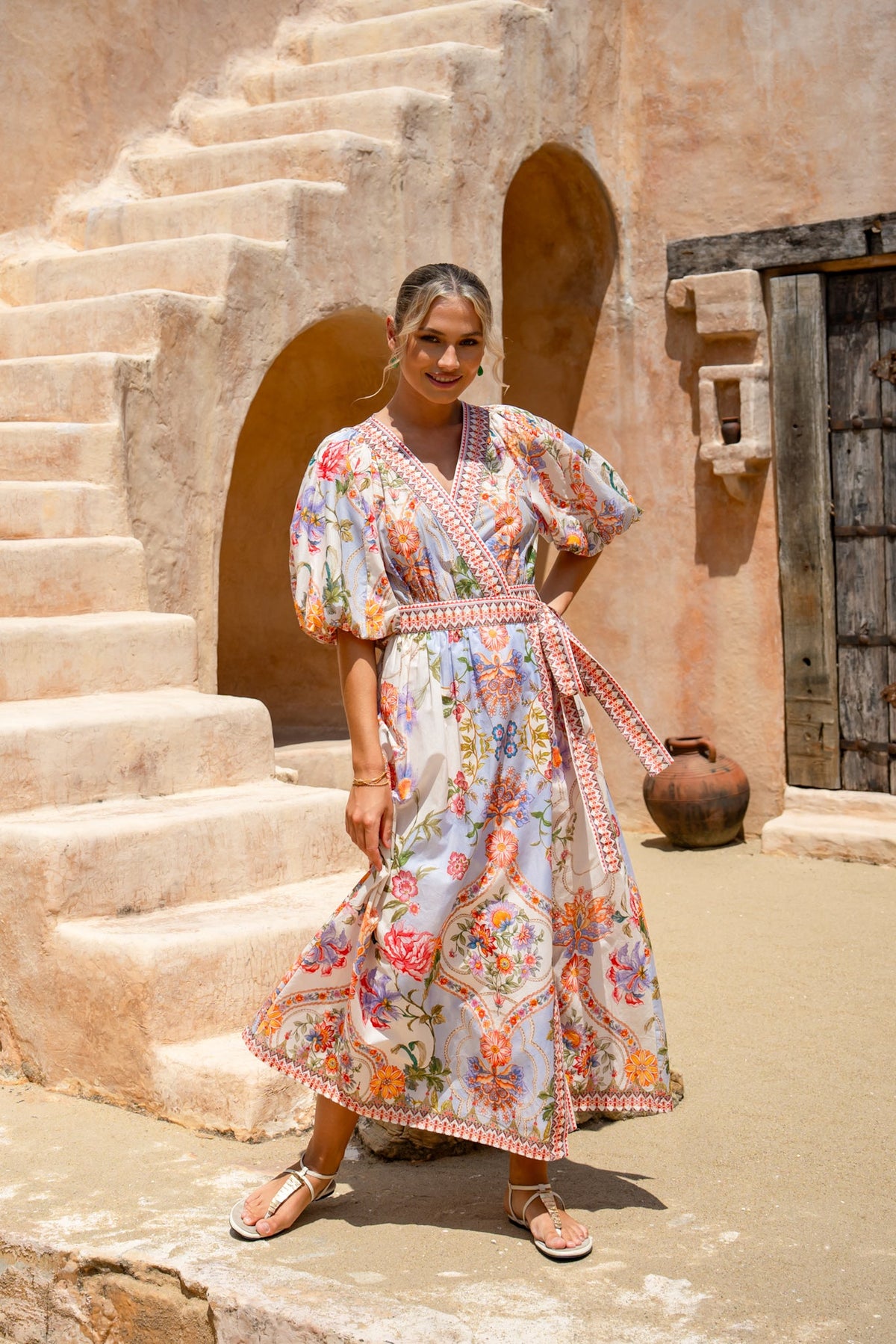 HEYCHIC Tea Party Wrap Maxi Dress (Floral)