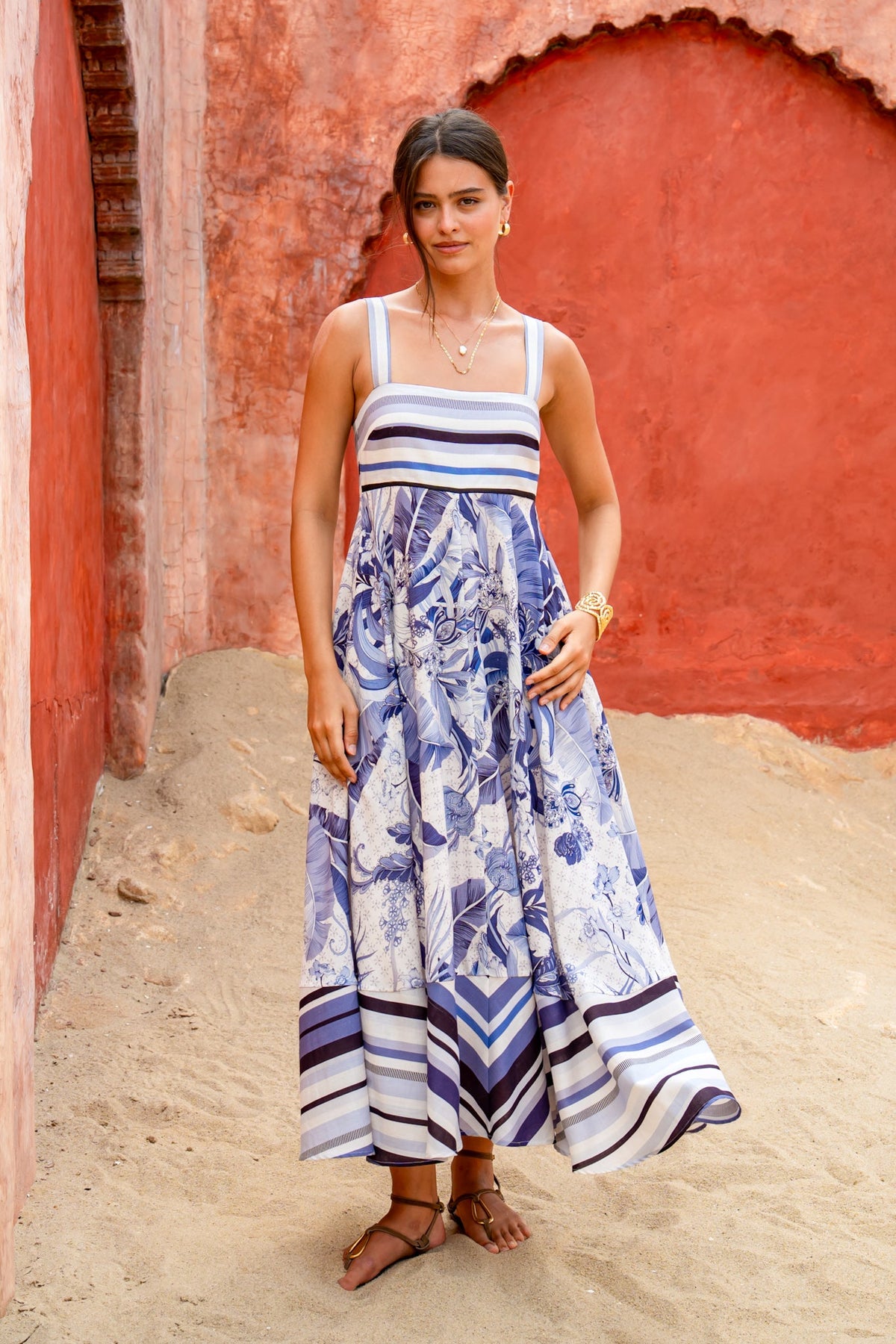 HEYCHIC Botanica Tropical Maxi Dress (Blue)