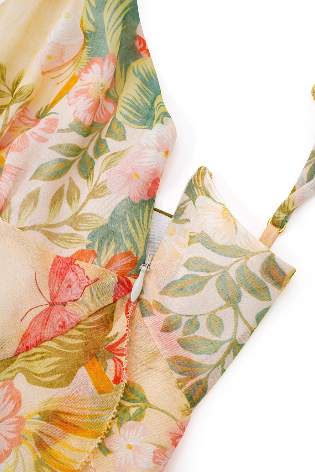 HEYCHIC Sunfire Yellow Ruffle Maxi Dress (Floral)