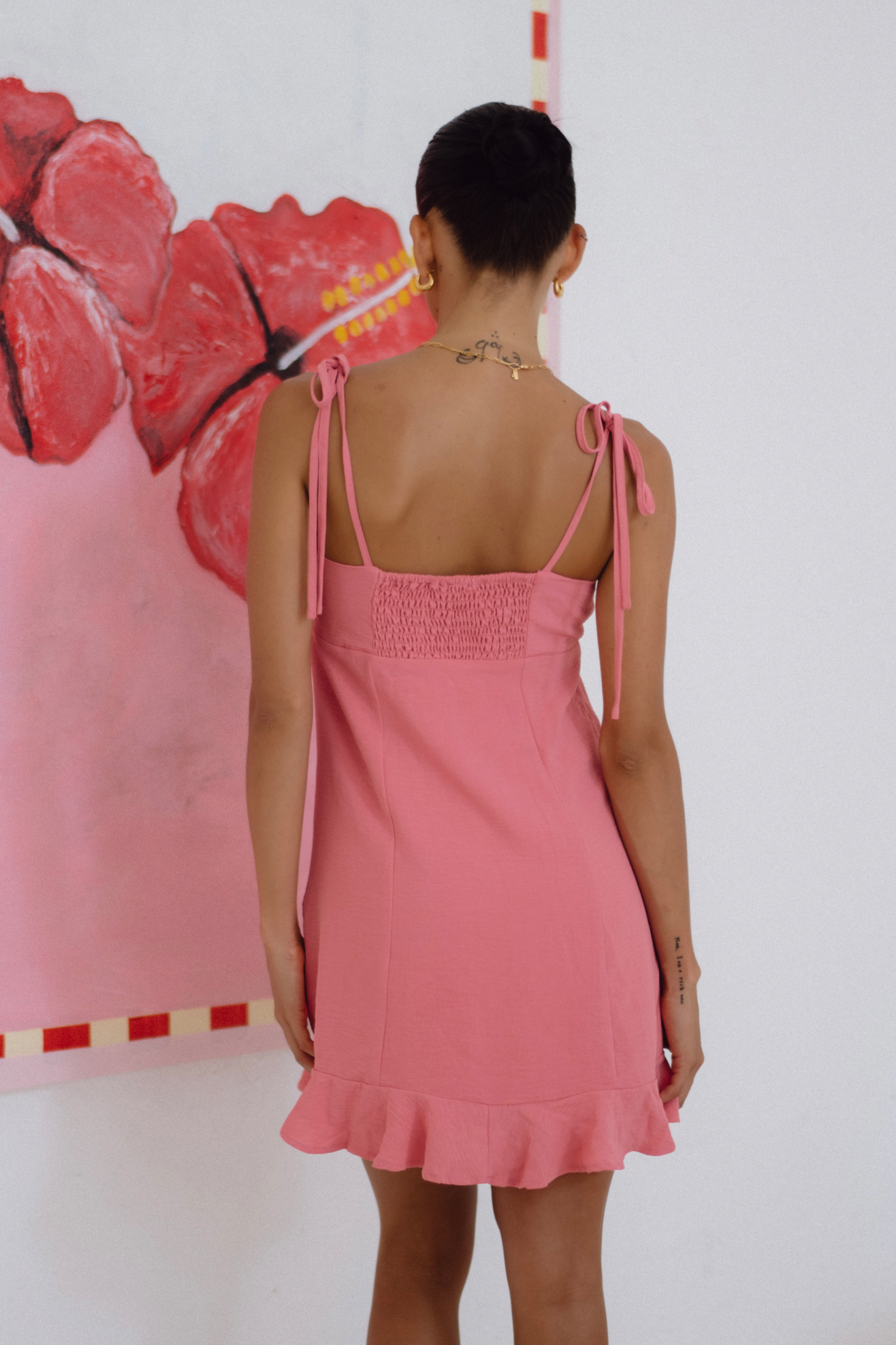 Heychic Luci Tie Mini Dress (Pink)