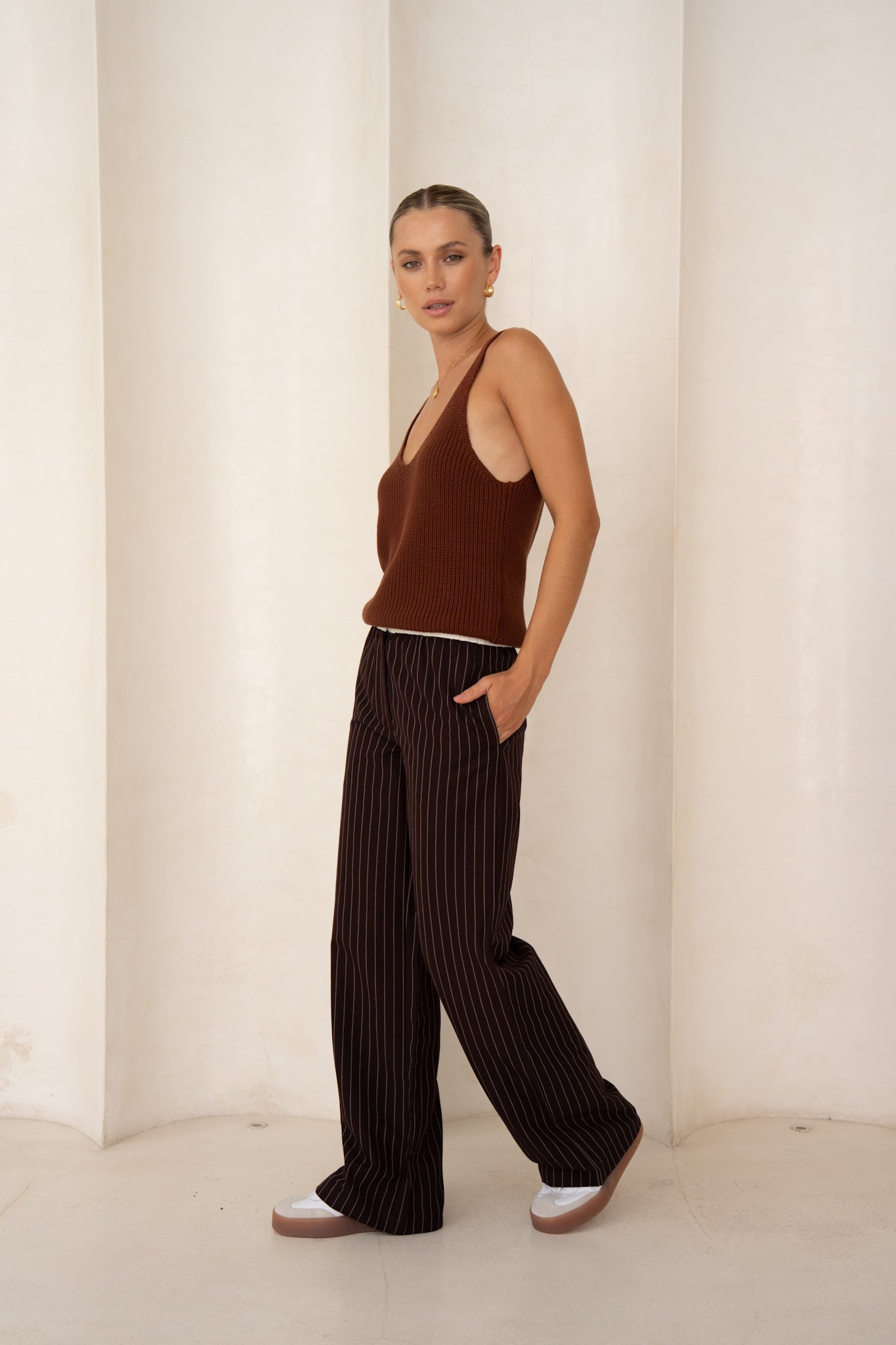 HEYCHIC Kya Stripe Pants (Brown)