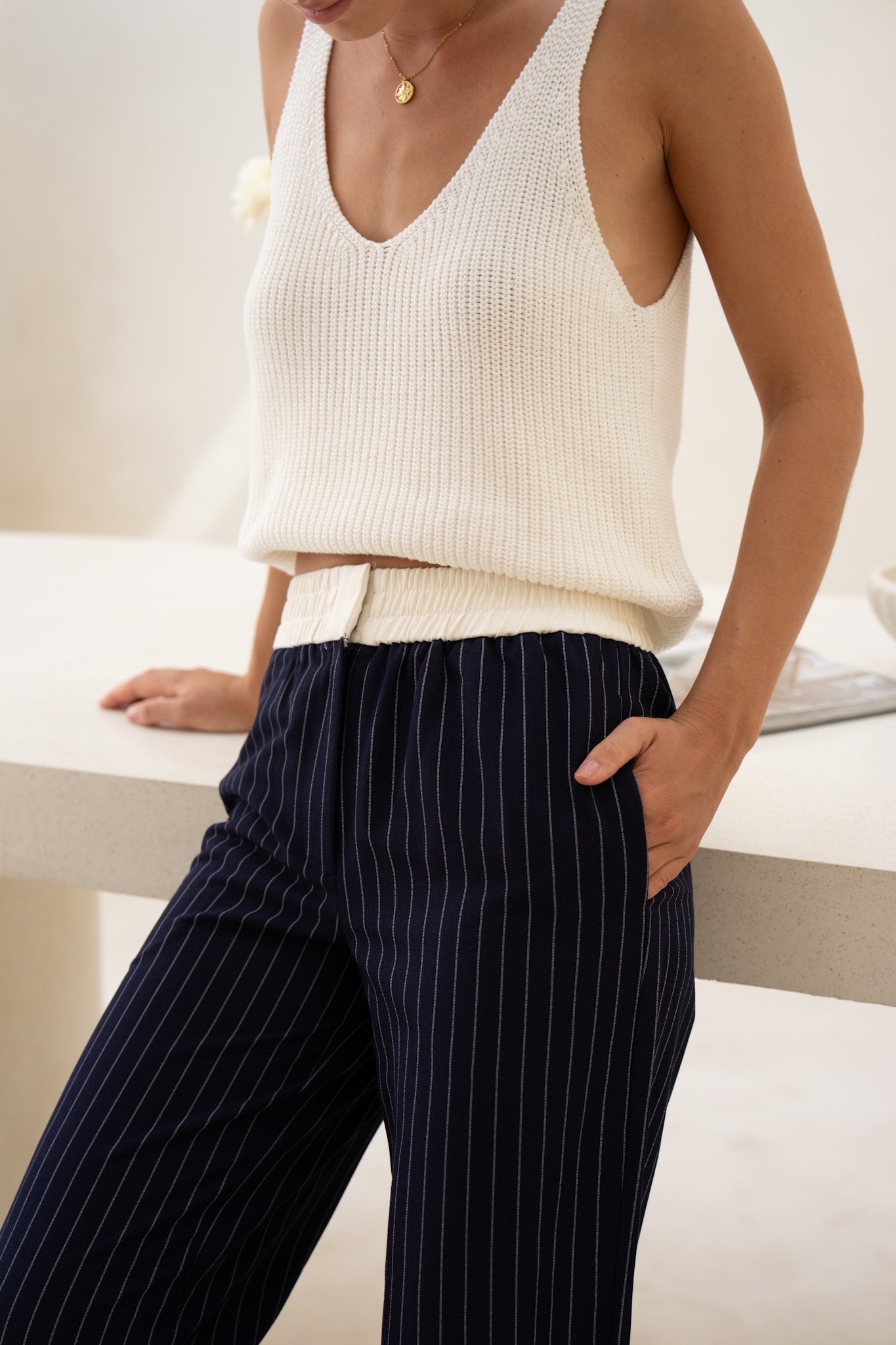 HEYCHIC Kya Stripe Pants (Navy)