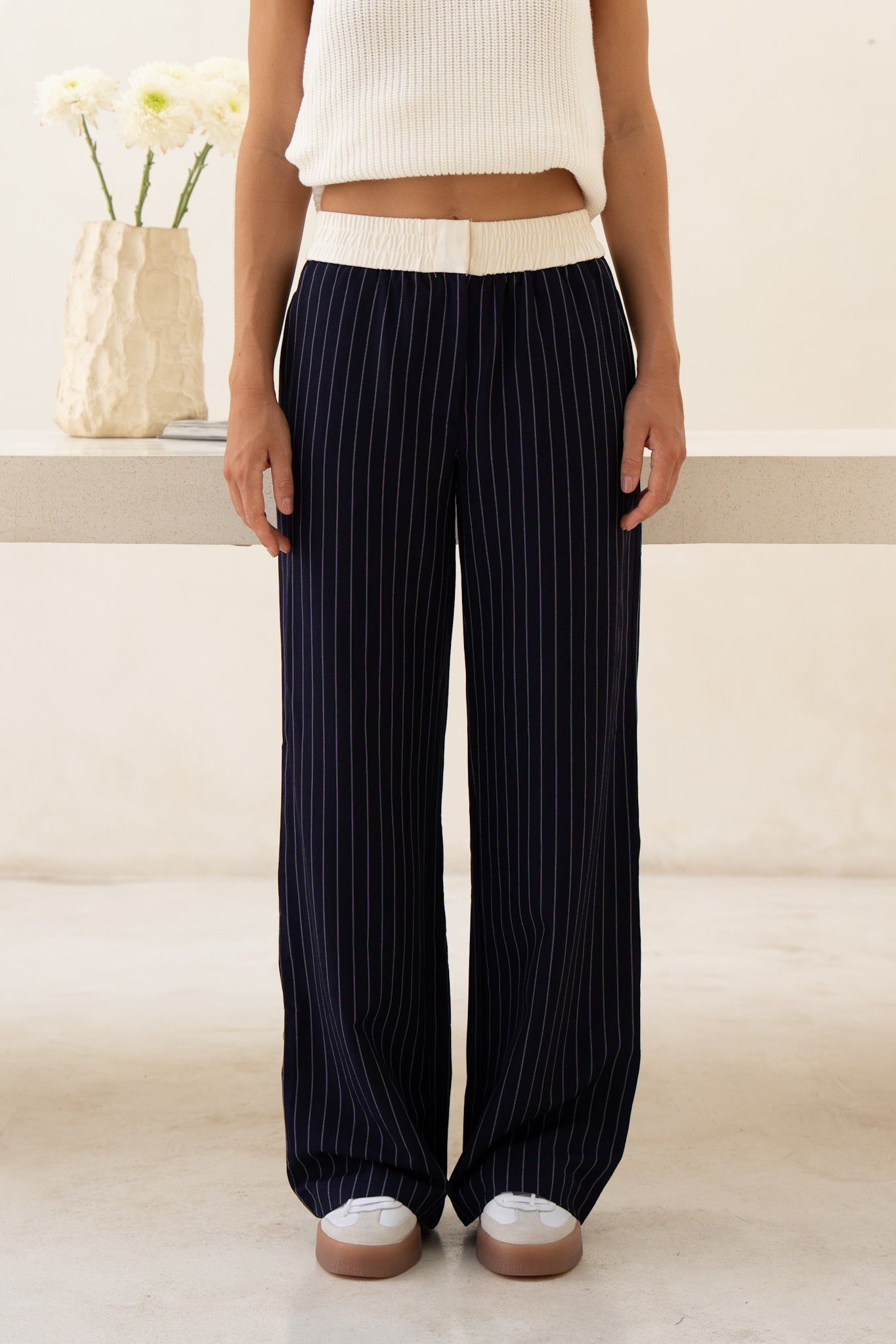 HEYCHIC Kya Stripe Pants (Navy)