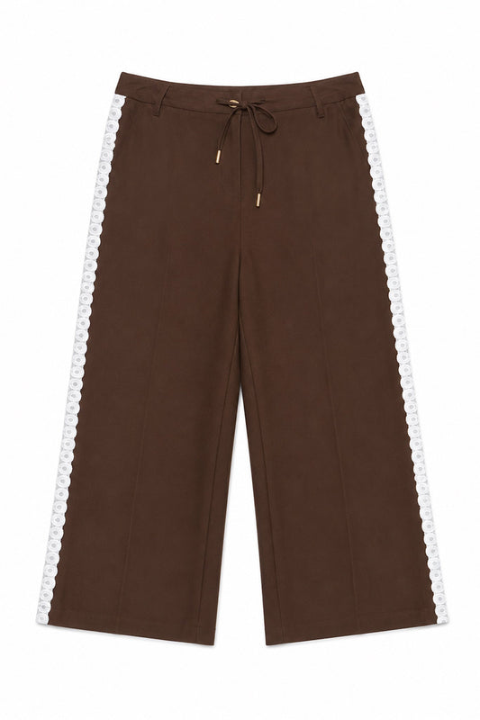 HEYCHIC Jia Lace Detail Pants (Brown)