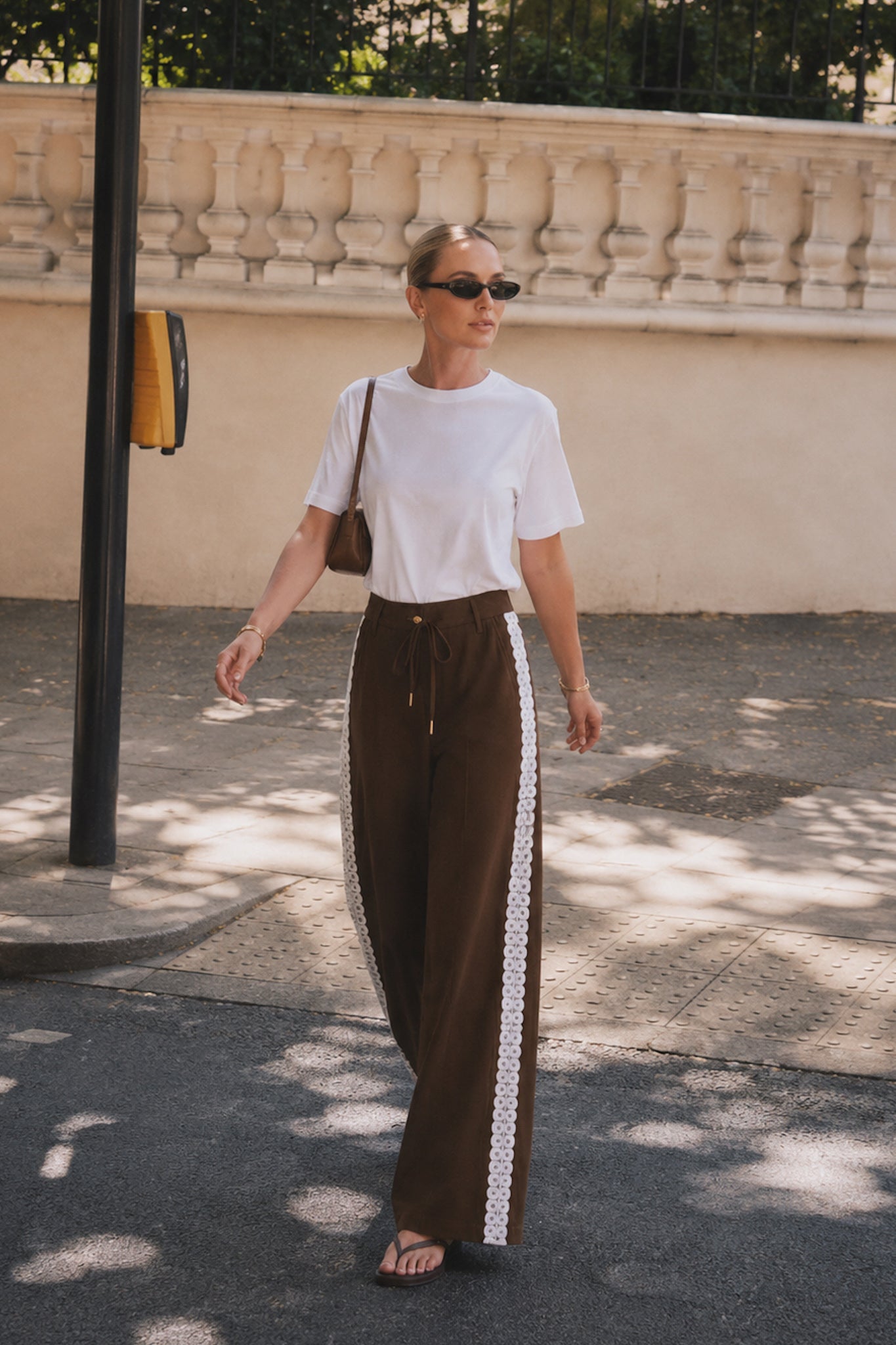 HEYCHIC Jia Lace Detail Pants (Brown)