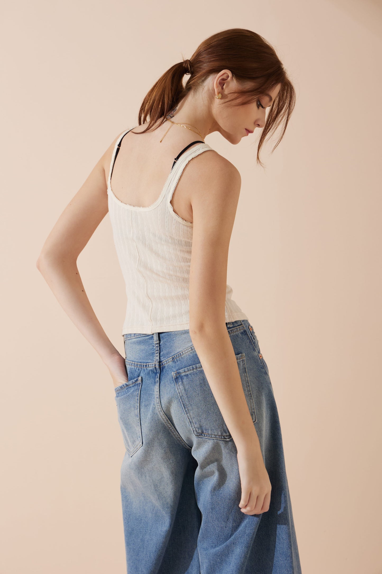 Heychic Sadie Button Tank Top (Beige)