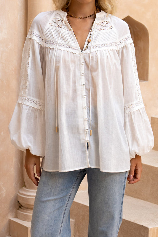 HEYCHIC Jenelle Off- Lace Blouse (White)