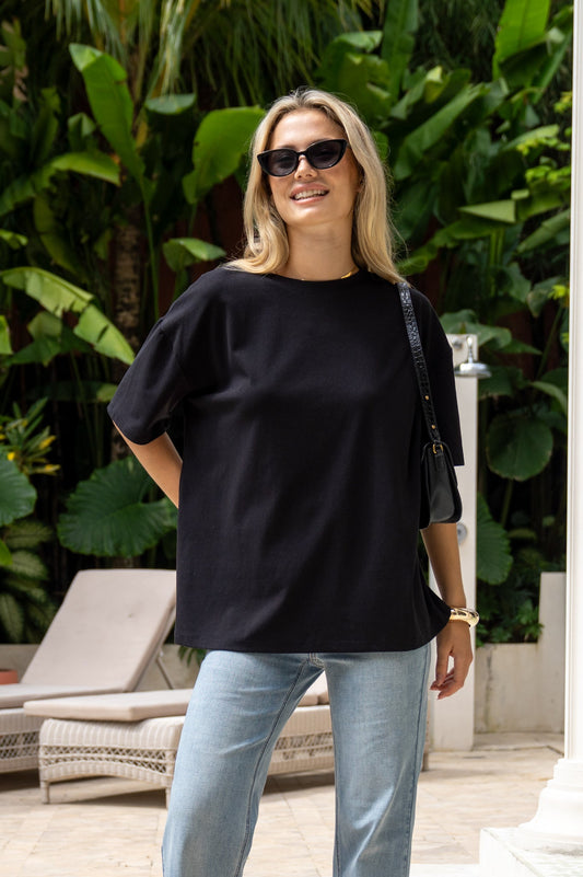 HEYCHIC Jos Relaxed Fit T-Shirt (Black)