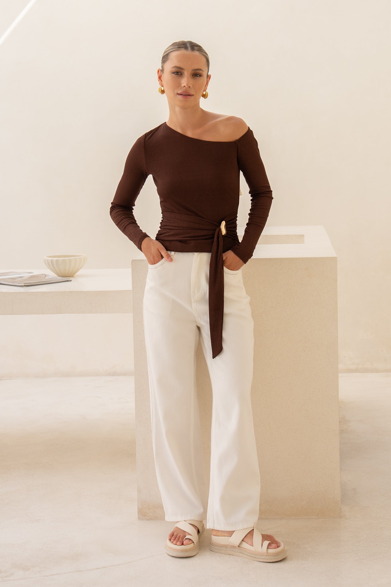 HEYCHIC Jayn Asymmetric Top (Brown)