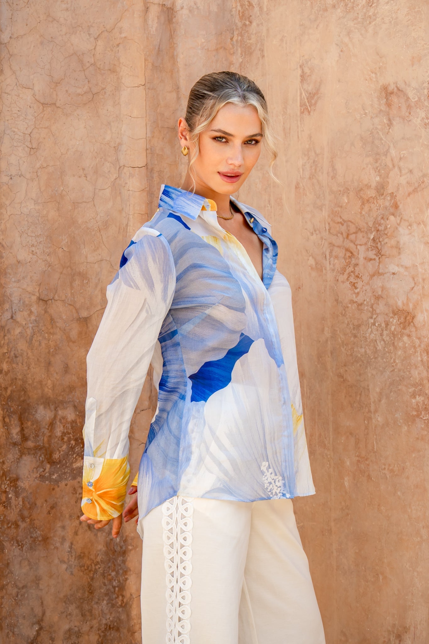 HEYCHIC Hibiscus Floral Shirt (Blue)