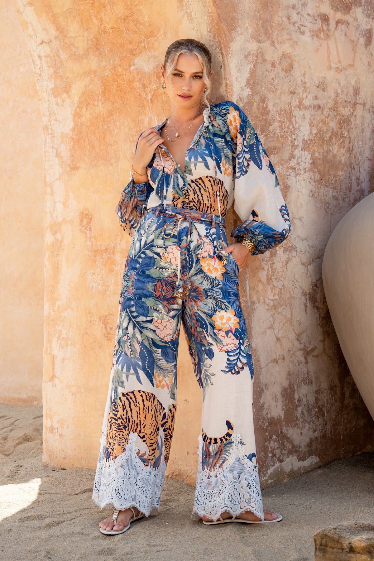 HEYCHIC Wild Tropical Pants (Blue)