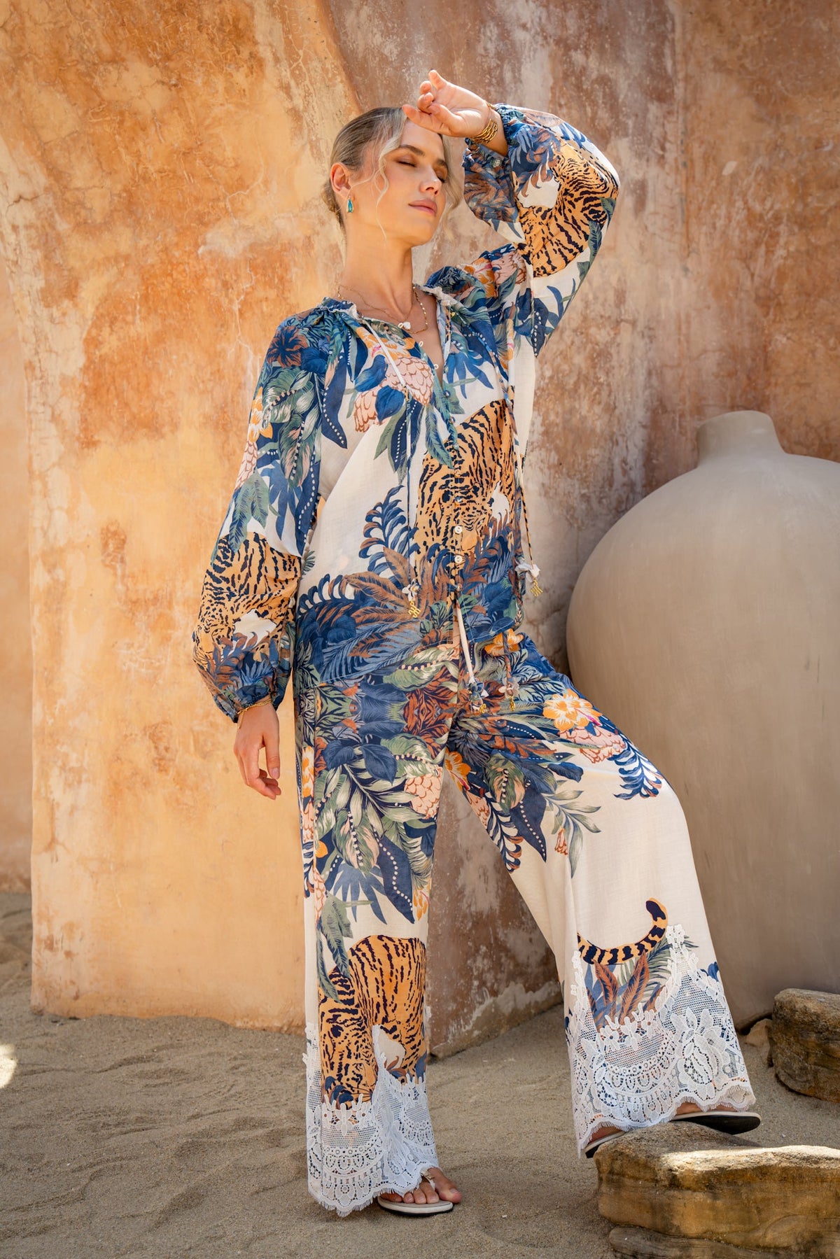 HEYCHIC Wild Tropical Blouse (Blue)