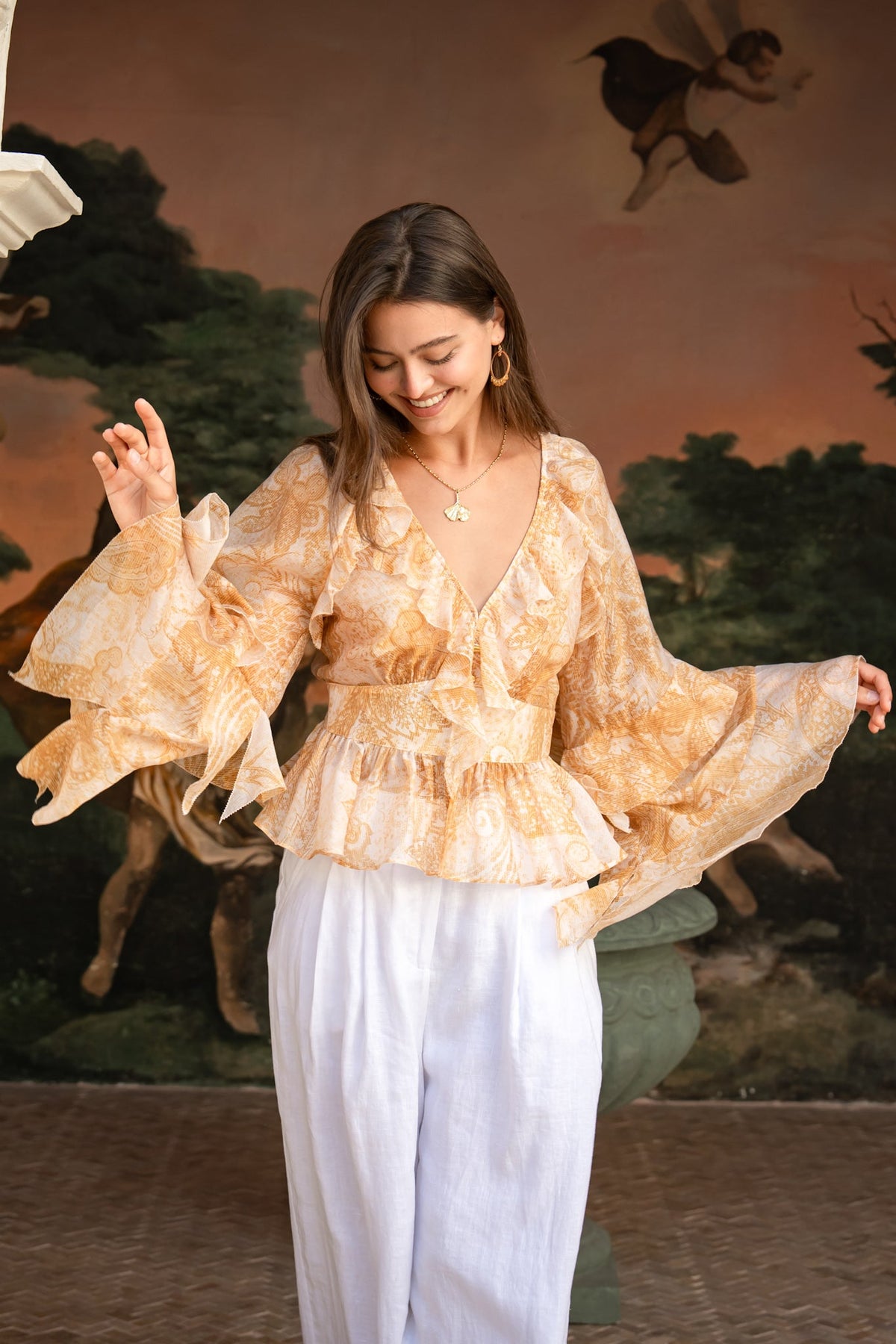 HEYCHIC Sunwoven Paisley Ruffle (Blouse)