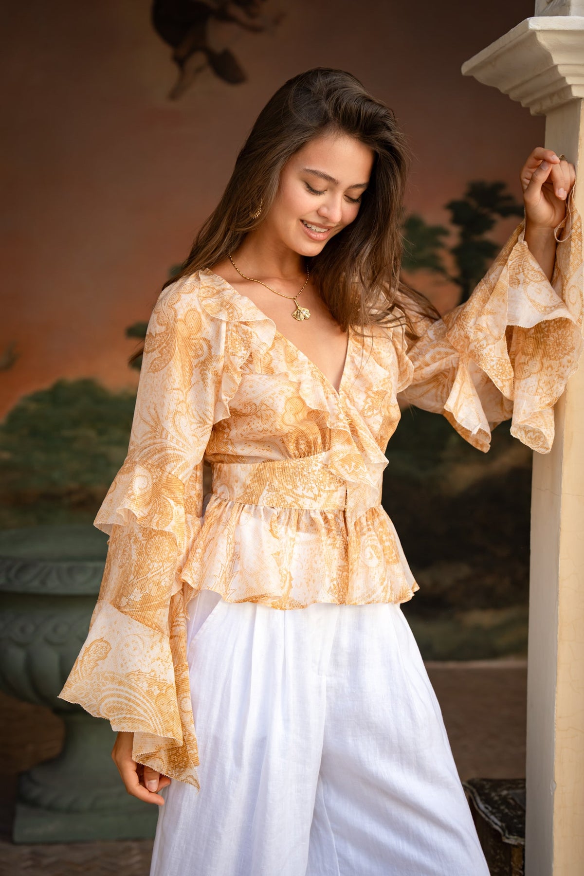 HEYCHIC Sunwoven Paisley Ruffle (Blouse)